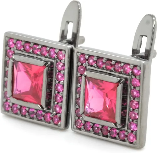 Vista 2 de Ethniq Gemma Collection - Aretes de lujo con un diseño glamoroso, con circonita cúbica de diamante en forma cuadrada, crea 50 piedras brillantes