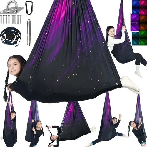 Vista 10 de Columpio Sensorial para Niños Soporta hasta 300 libras Interior y Exterior Columpio de Terapia Abrazador con Kit Colgador de Ganchos para Hamaca