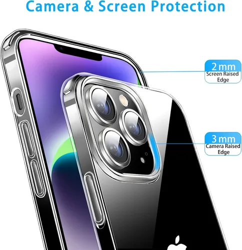 Vista 3 de JJGoo Compatible con iPhone 14 Pro, transparente, suave, a prueba de golpes, delgada, delgada, funda protectora transparente para teléfono