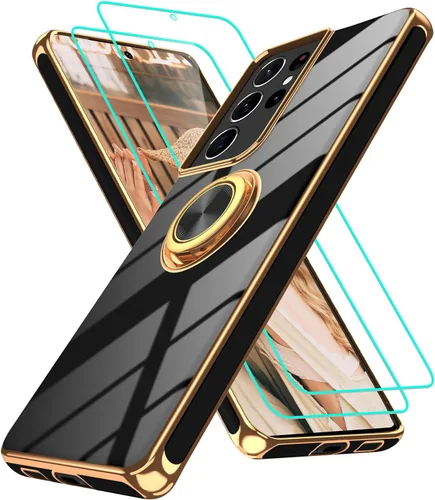 Vista 210 de Funda para Motorola Moto G 5G 2024: Funda Moto G Play 5G 2024 con 2 piezas de protectores de pantalla, soporte de anillo de rotación de 360°