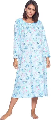 Vista 15 de Casual Nights Vestido de dormir floral de manga larga para mujer, camisón Henley de longitud completa Baya(Berry floral)