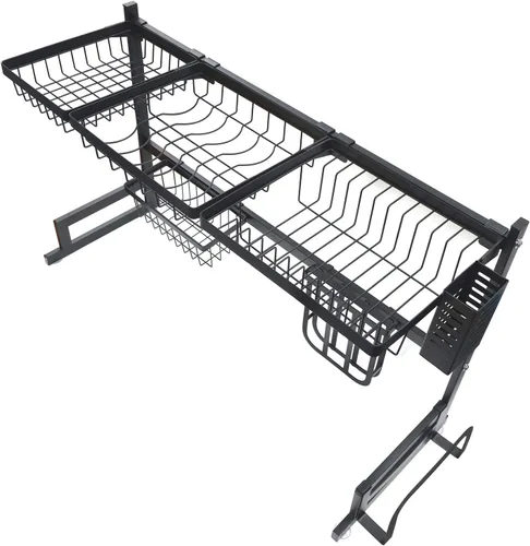 Vista 7 de Estante de secado de platos sobre el fregadero Soporte de cubiertos de acero inoxidable 33" [P/N: ET-DISHRACK002] Kit Premium