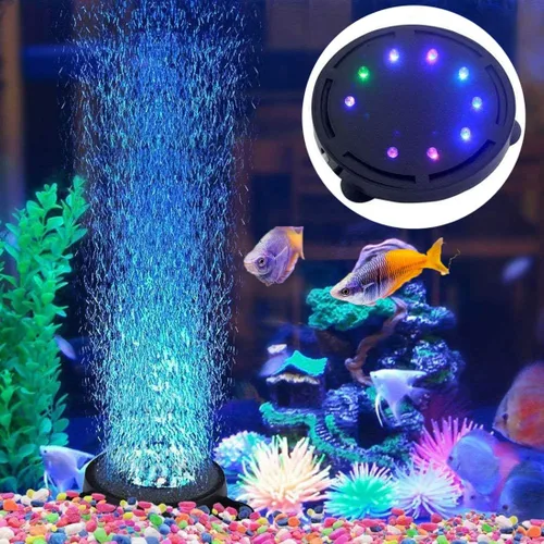 Vista 8 de 5 pulgadas 12 LED acuario burbuja luz aire piedra, tanque de peces LED burbuja bomba de aire sumergible bomba de aire lámpara de piedra burbuja