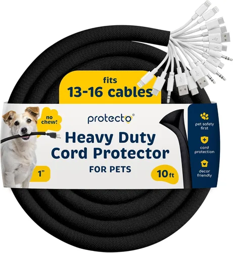 Vista 12 de PROTECTO Protector de Cables Resistente para Perros y Gatos, Funda Larga de 10 Pies, Cubierta de Cable de 1/2 Pulgada Fácil de Usar para Mascotas