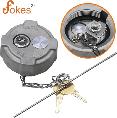 Vista 2 de Fokes Tapa de Combustible Diésel con Bloqueo de 2 3/8" Compatible con Freightliner M2 Camiones Semi de Caja Pequeños Tanque de Combustible, Tapa