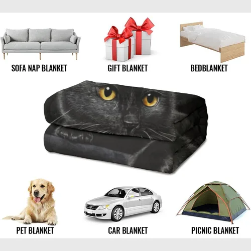 Vista 5 de HommomH Manta de gato negro para mujeres y niñas, regalos amantes de los gatos, manta de forro polar suave para sofá cama, acogedora decoración