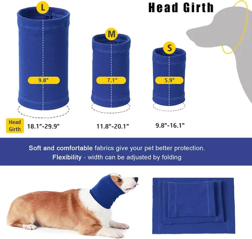 Vista 5 de Nanaki Sudadera con capucha calmante para perros, fundas silenciosas para la cabeza, cubiertas para las orejas, capucha para baño de ruido