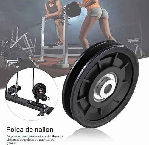 Vista 7 de Rueda de polea de nylon de la polea del reemplazo del gimnasio casero de 3,5" para la pieza del equipo del Resistente al desgaste, capacidad