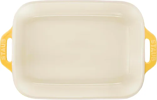 Vista 7 de STAUB Juego de platos rectangulares de cerámica para hornear de 2 piezas - Citron