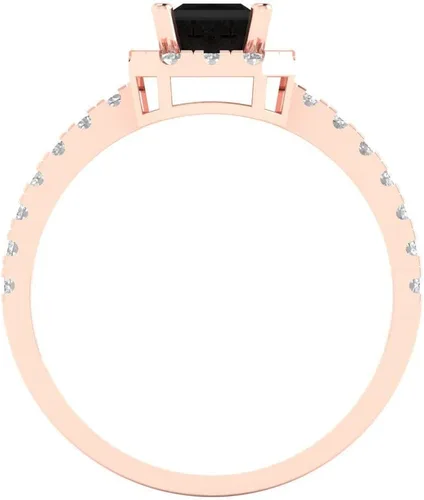 Vista 4 de Anillo de compromiso de ónix negro natural de 1.34 quilates con solitario de corte princesa con acento de compromiso de aniversario, de oro rosa