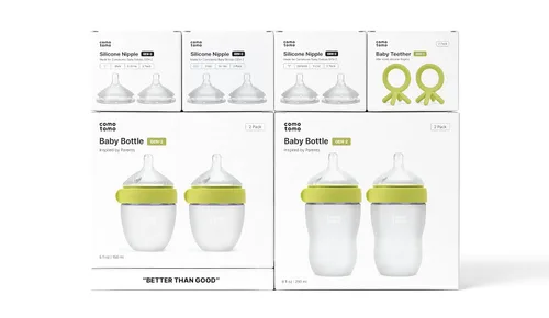 Vista 2 de Comotomo (Gen 2) Newborn Starter Set, Green, 12 Piece Bundle