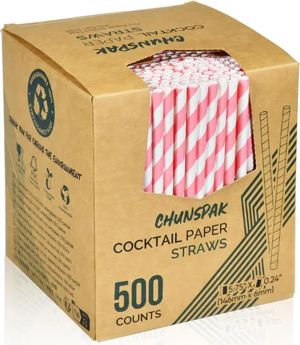 Vista 27 de 14,6 cm x 0,79 cm Pajitas de papel desechables de bambú verde para bebidas cortas, cócteles mezclados, margaritas, licuados y batidos - Sin embalar