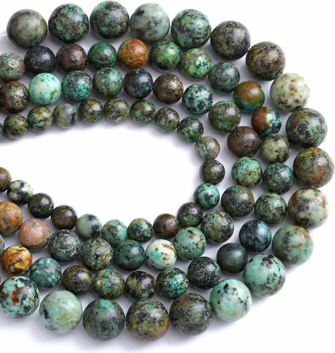 Vista 5 de 4MM 88 piezas de cuentas sueltas de piedra natural verde turquesa africana para hacer pulseras y collares de bricolaje