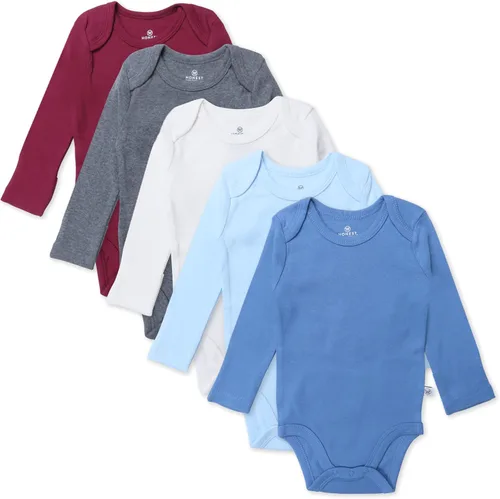 Vista 11 de HonestBaby Baby-girls - Paquete de 5 mamelucos de manga larga de una pieza 100% algodón orgánico para bebés y niñas Negro