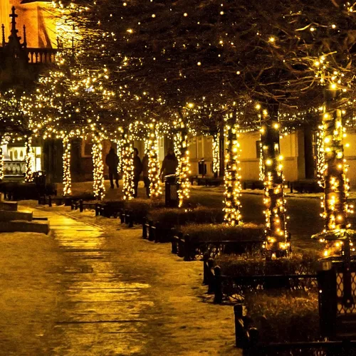 Vista 7 de Selarlyt 100 luces LED de Navidad para interiores y exteriores, luces blancas cálidas para árbol de Navidad, cable transparente, 39 pies, tira