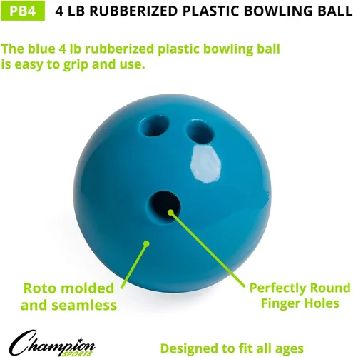 Vista 3 de Champion Sports Plastic Bowling Ball – Youth Bowling Game for All Skill Levels, Indoor/Outdoor Play, Fits Foam or Plastic Pin Sets, 3–5 lb. Ball