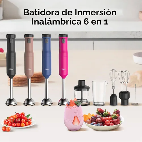 Vista 8 de Rosewill Batidora de mano de inmersión recargable inalámbrica 6 en 1, motor resistente, batidora, batidora, picadora, batidora doble, espumador