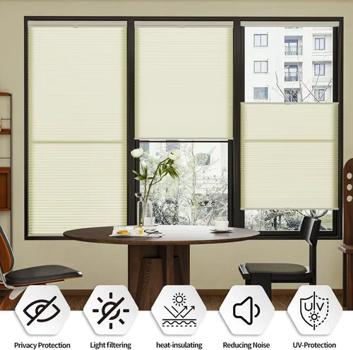 Vista 3 de Myshade Persianas celulares personalizadas de 1.5 pulgadas, sin taladro, sin herramientas, para ventanas de interior, de arriba hacia abajo, fáciles
