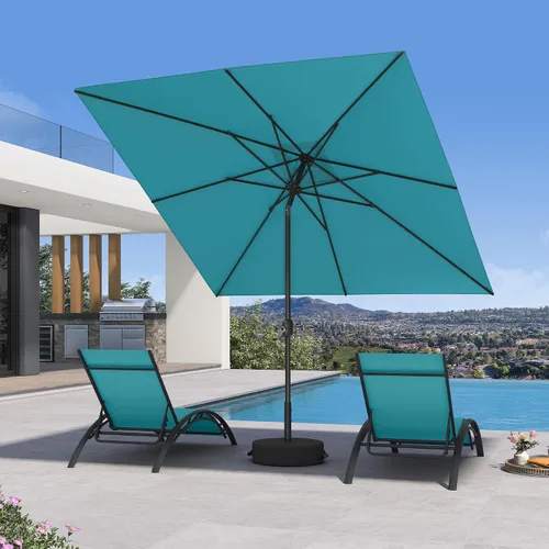 Vista 31 de PURPLE LEAF Sombrilla LED para patio y piscina, 5 x 8 pies, con base para Beige