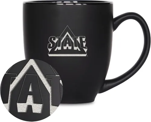 Vista 425 de Rico Industries - Taza de cerámica mate negra con grabado láser estándar de 15oz para NCAA (escuelas T & U) - Para bebidas calientes o frías