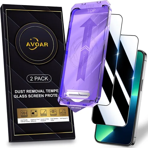 Vista 14 de Paquete de 2 protectores de pantalla de privacidad para iPhone 13 Pro Max /14 Plus [kit de alineación automática] vidrio templado, protección