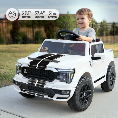 Vista 3 de Ford Shelby F150 24V Ride on juguete para niños 3-6 coche eléctrico con Blanco