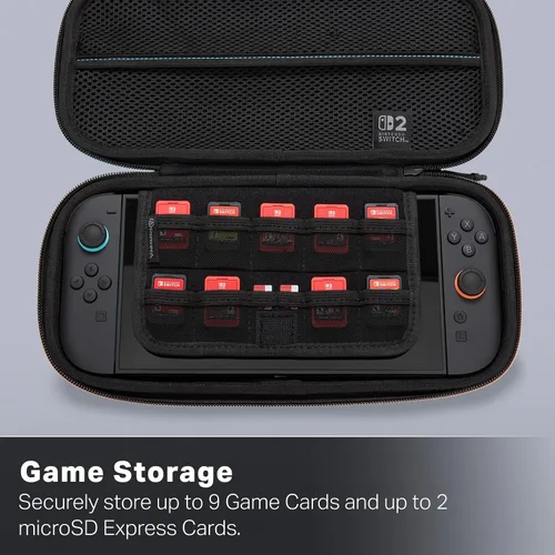 Vista 5 de PowerA Funda protectora para Nintendo Switch 2, color negro, con licencia oficial, almacenamiento protector, capacidad para hasta 9 tarjetas