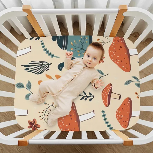 Vista 7 de Fitted Crib Sheets Autumn Mushroom Tea Kettle Mini Crib Sheets for Boy & Girl Toddler Mattress Sheets Playard Sheet 21216094
