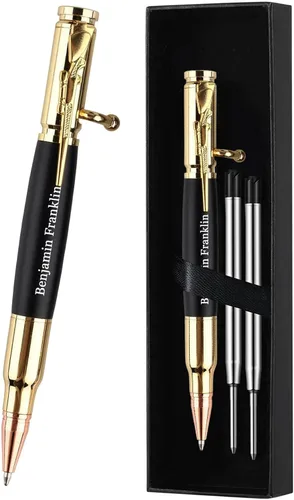 Vista 14 de Set de regalo de bolígrafo de acción de resorte personalizado Blireana, bolígrafo de bola de metal grabado gratis con 2 recambios, bolígrafo