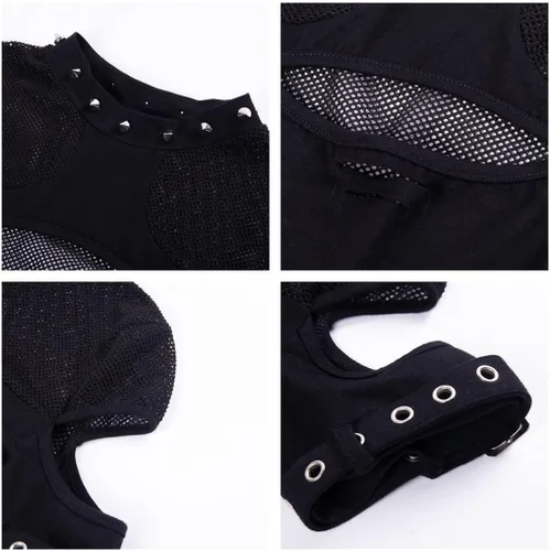 Vista 7 de Short Sleeve Mesh Tank Tops for Women Work Casual Sexy Club Shirt