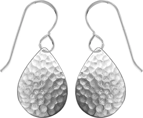 Vista 3 de Aretes colgantes grandes con disco circular martillado en plata, oro u oro rosa
