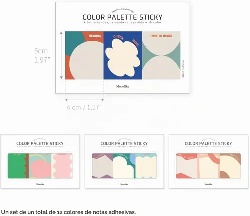 Vista 2 de Monolike Paleta de colores Sticky Objet 300 A Set 4P - Bloc de notas autoadhesivo 30 hojas