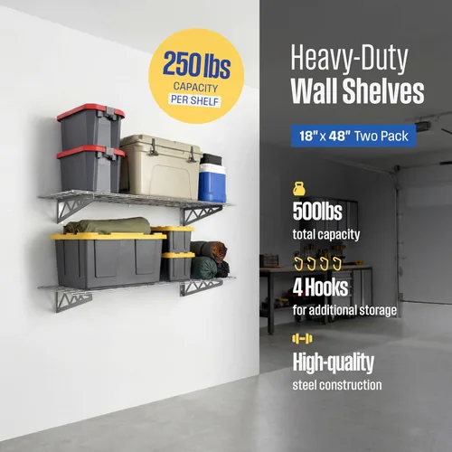 Vista 2 de Estante de pared SafeRacks, para garaje, 2 unidades, 45.72 x 121.92 cm, con ganchos para bicicleta