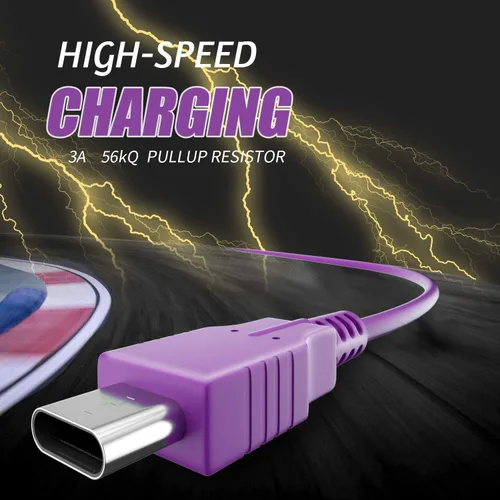 Vista 5 de ECHZOVE Cable morado compatible con Nintendo Switch y Switch modelo OLED, accesorios morados para Switch lite
