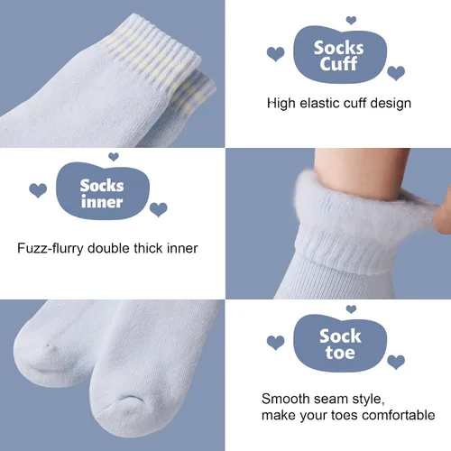 Vista 3 de HUGSWEET 4 pares de calcetines térmicos gruesos para mujer, calcetines de invierno cálidos para clima frío extremo, calcetines suaves y acogedores