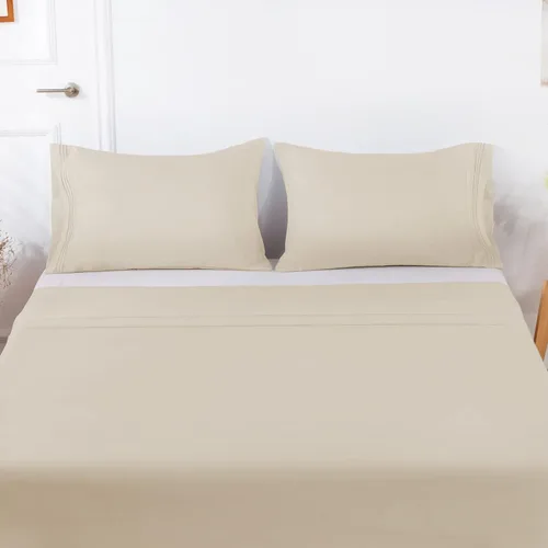 Vista 6 de Lirex Fundas de almohada (paquete de 2), fundas de almohada de microfibra cepillada suave de 1800 hilos, lavables a máquina, sin arrugas, Beige