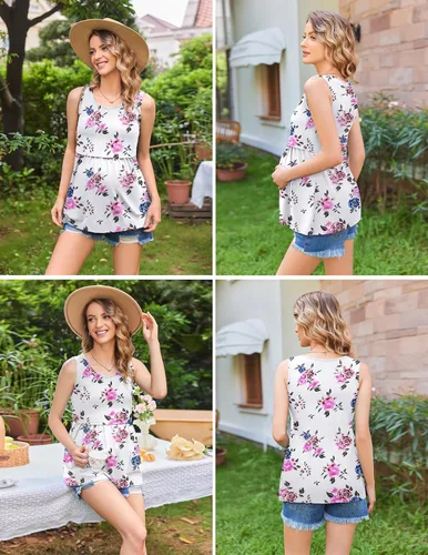 Vista 5 de Ekouaer Camisetas sin mangas de lactancia para mujer, paquete de 3