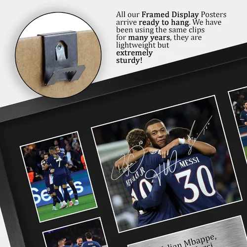 Vista 5 de HWC Trading Kylian Mbappe, Lionel Messi y Neymar Jr Paris Blue and Reds - Memorabilia impresa con autógrafo, para fanáticos del fútbol y seguidores
