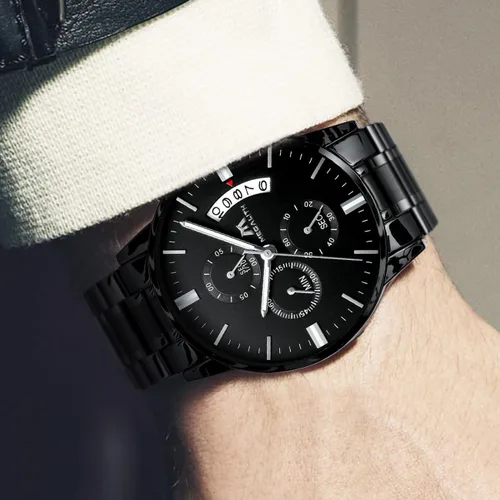 Vista 2 de MEGALITH Mens Watches 45mm Chronograph Quartz Mens Wrist Watches Stainless Steel Waterproof Business Dress Watches for Men Luminous Date Gifts for