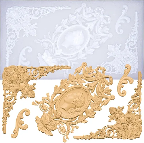 Vista 12 de Moldes de arte para arcilla polimérica, arcilla que se seca al aire, yeso, resina epoxi, fondant, decoración de pasteles, 3 molduras decorativas