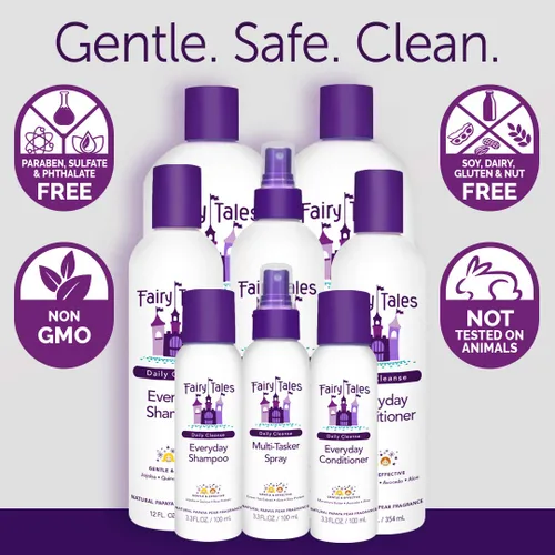 Vista 4 de Fairy Tales Daily Cleanse Everyday Kids - Juego de champú + acondicionador para niños, suave definición natural, sin enredos, fórmula hidratante e