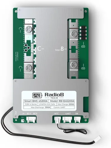 Vista 2 de Smart BMS 4S 12V Lifepo4 - Placa de protección de PCB para gestión de baterías de litio con cables de equilibrio y Bluetooth inalámbrico, soporta 4