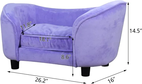 Vista 2 de Getifun Sofá cama para mascotas, sofá de terciopelo con cojín extraíble lavable para perros pequeños y gatos (morado)