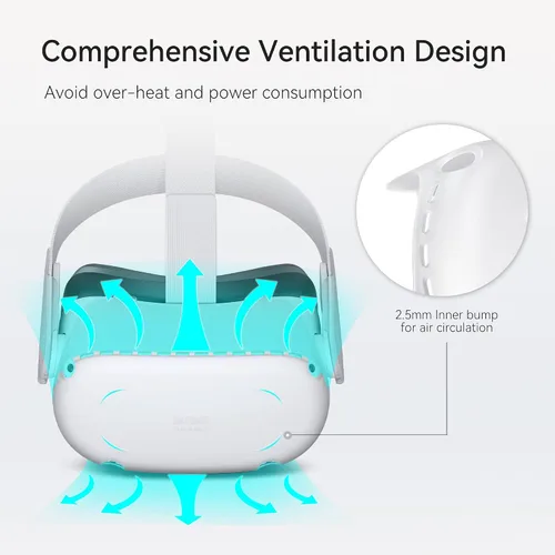 Vista 2 de KIWI design Funda protectora de VR con carcasa protectora de dos lados compatible con accesorios Quest 2 translúcida