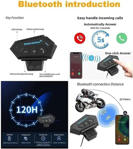 Vista 2 de Casco de motocicleta con Bluetooth, casco con Bluetooth integrado, casco integral plegable con Bluetooth, aprobado por DOT/ECE, con múltiples