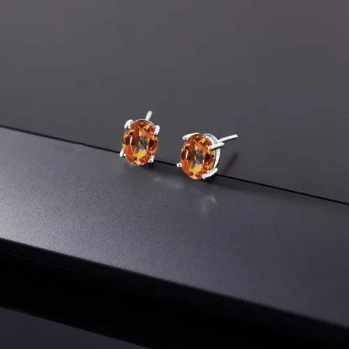 Vista 16 de Gem Stone King Aretes de oro de 14 quilates con piedra natal ovalada de 0.315 x 0.236 in Aretes de oro para mujer