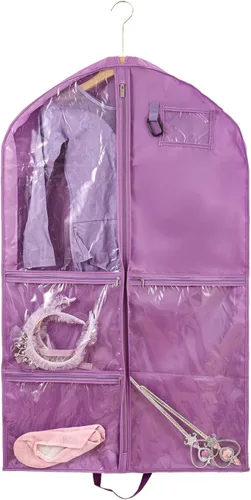Vista 14 de Bolsa de ropa para disfraces de baile, bolsas de ropa de 40 pulgadas para bailarines para colgar ropa y almacenamiento de viajes, bolsas de recital