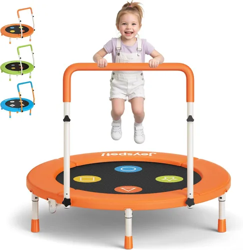 Vista 10 de 3FT Toddler Trampoline with Adjustable Handlebar, 36" Foldable & Spring-Free, Mini Kids Indoor Outdoor Trampoline for Ages 1-6, Noiseless Jumping