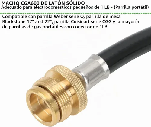 Vista 5 de STYDDI Manguera adaptadora de propano de 1 libra a 20 libras con calibre, kit convertidor de manguera de propano de 4 pies de 1 libra a 20 libras