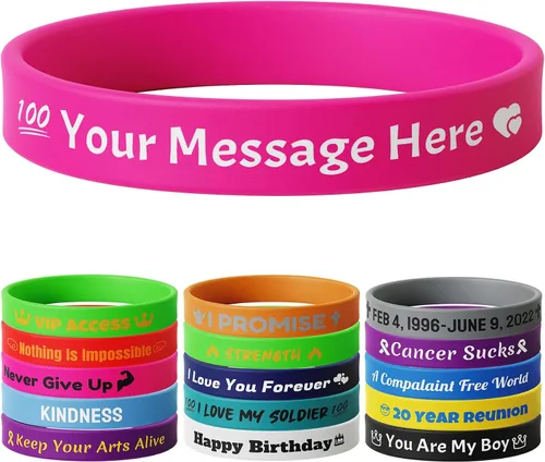 Vista 9 de 10-2000 piezas de pulseras de goma personalizadas con texto - Pulseras de silicona personalizadas a granel para conciencia, eventos, apoyo, regalos